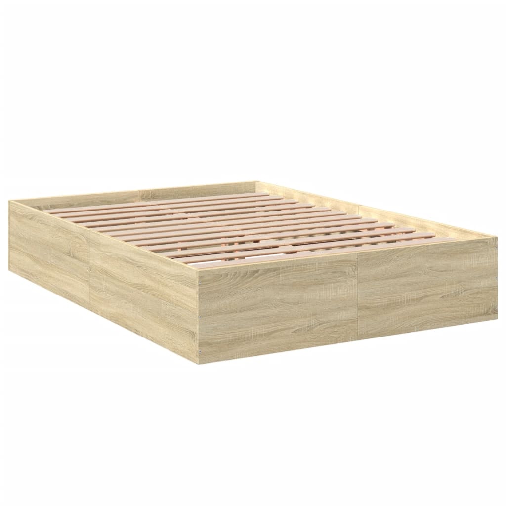 Bedframe bewerkt hout sonoma eikenkleurig 90x190 cm Bedden & bedframes | Creëer jouw Trendy Thuis | Gratis bezorgd & Retour | Trendy.nl