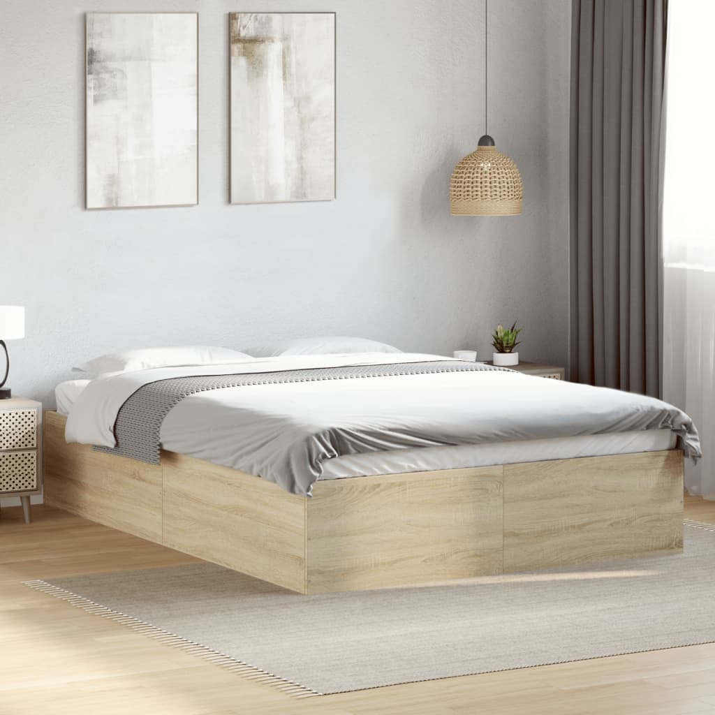 Bedframe bewerkt hout sonoma eikenkleurig 90x190 cm Bedden & bedframes | Creëer jouw Trendy Thuis | Gratis bezorgd & Retour | Trendy.nl