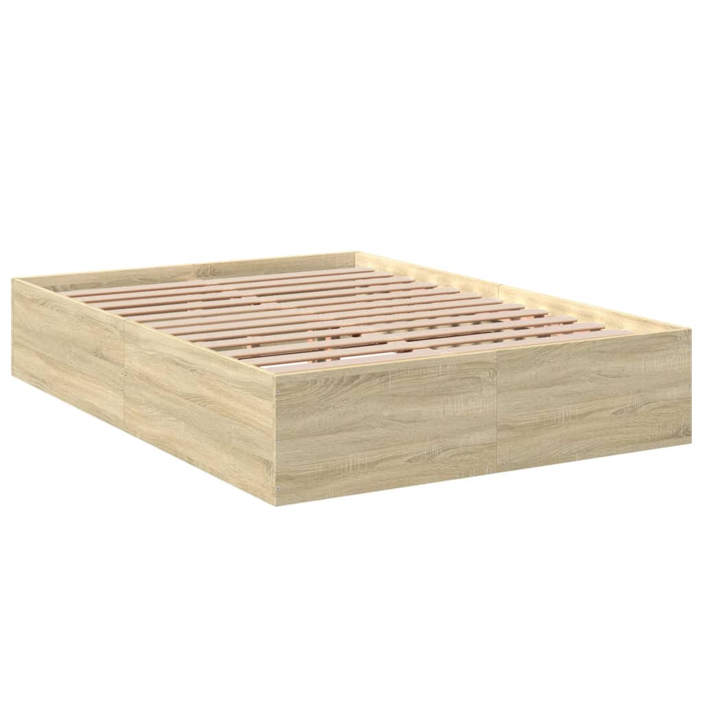 Bedframe bewerkt hout sonoma eikenkleurig 90x190 cm Bedden & bedframes | Creëer jouw Trendy Thuis | Gratis bezorgd & Retour | Trendy.nl