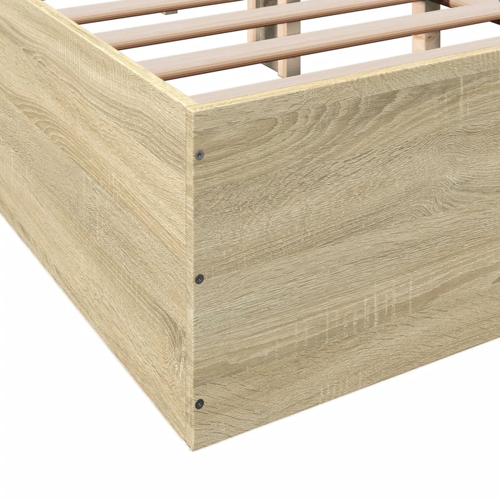 Bedframe bewerkt hout sonoma eikenkleurig 90x190 cm Bedden & bedframes | Creëer jouw Trendy Thuis | Gratis bezorgd & Retour | Trendy.nl