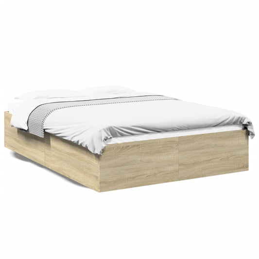 Bedframe bewerkt hout sonoma eikenkleurig 90x190 cm Bedden & bedframes | Creëer jouw Trendy Thuis | Gratis bezorgd & Retour | Trendy.nl