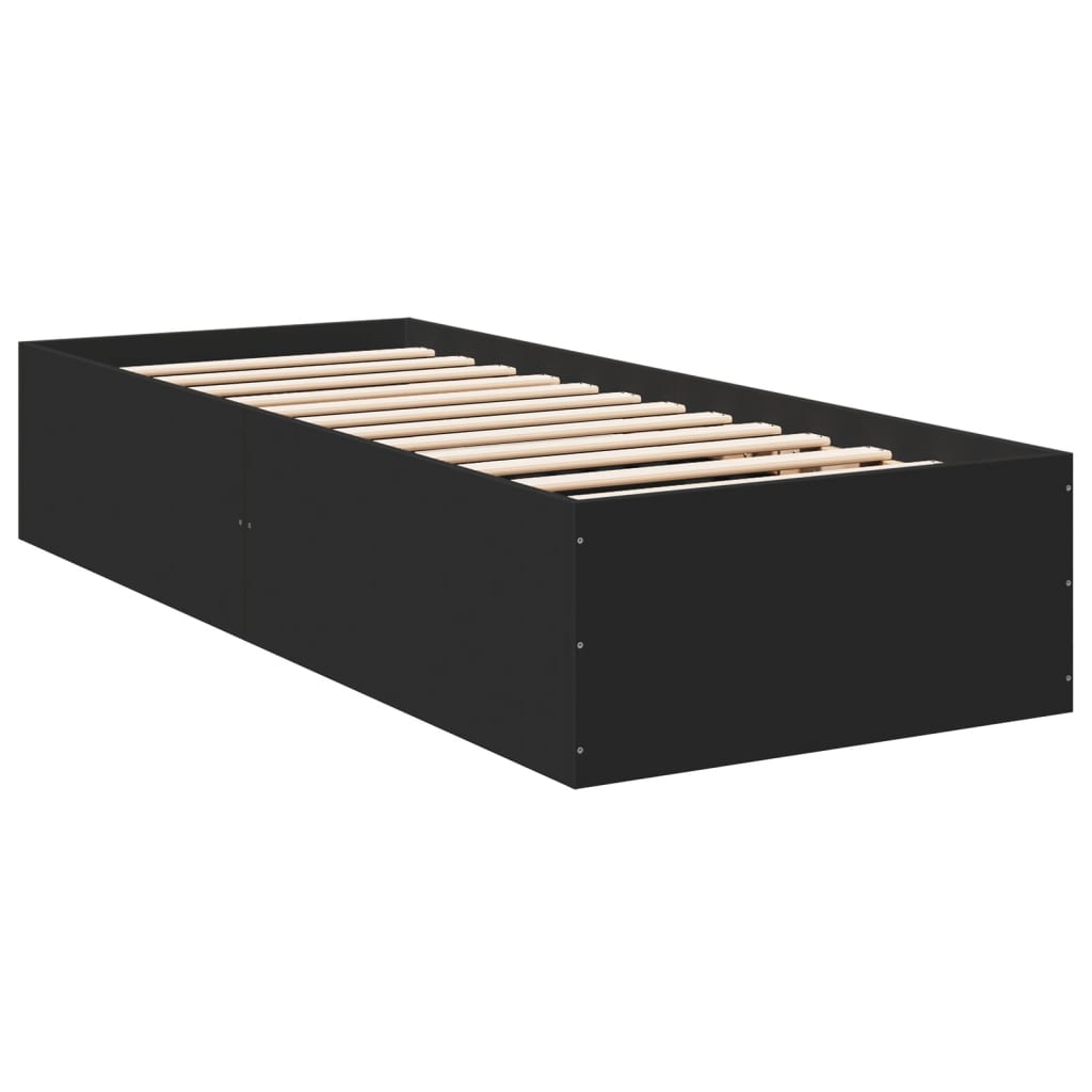 Bedframe bewerkt hout zwart 90x190 cm Bedden & bedframes | Creëer jouw Trendy Thuis | Gratis bezorgd & Retour | Trendy.nl