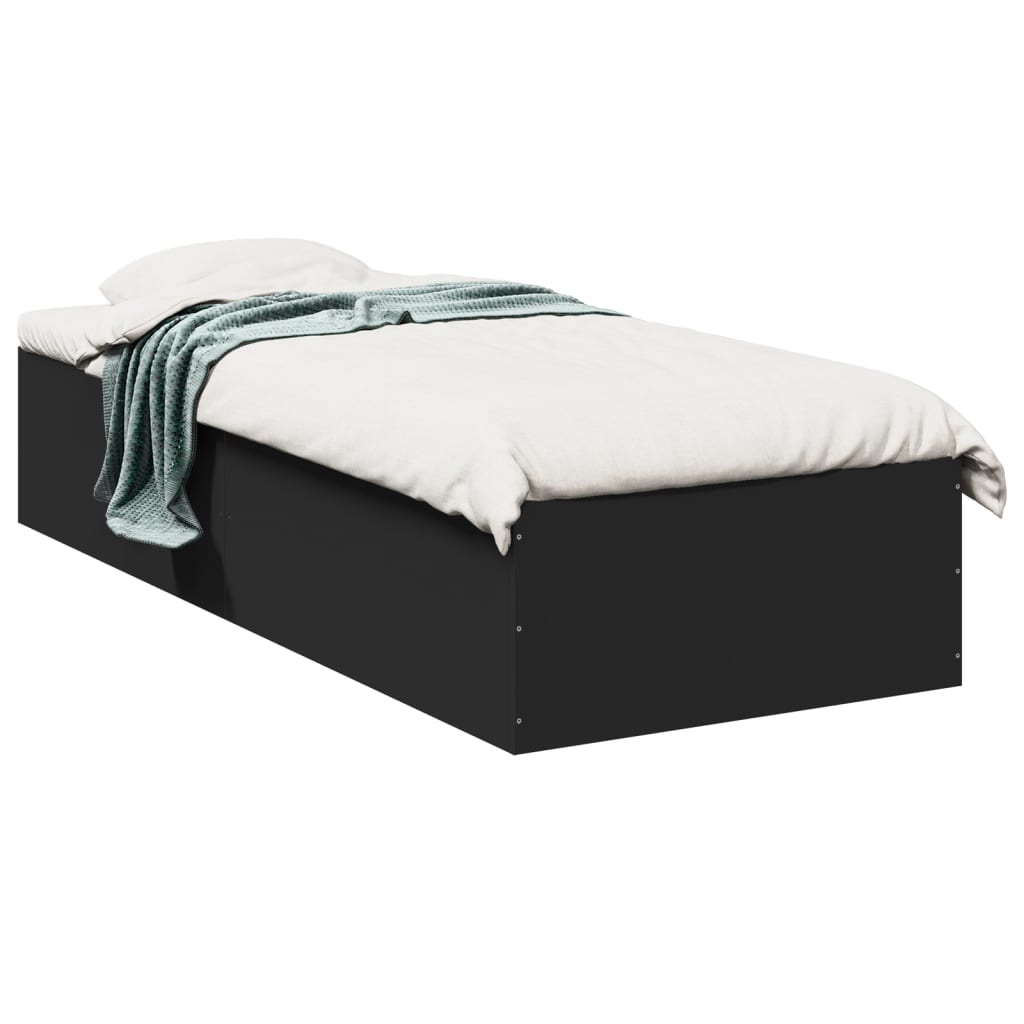 Bedframe bewerkt hout zwart 90x190 cm Bedden & bedframes | Creëer jouw Trendy Thuis | Gratis bezorgd & Retour | Trendy.nl