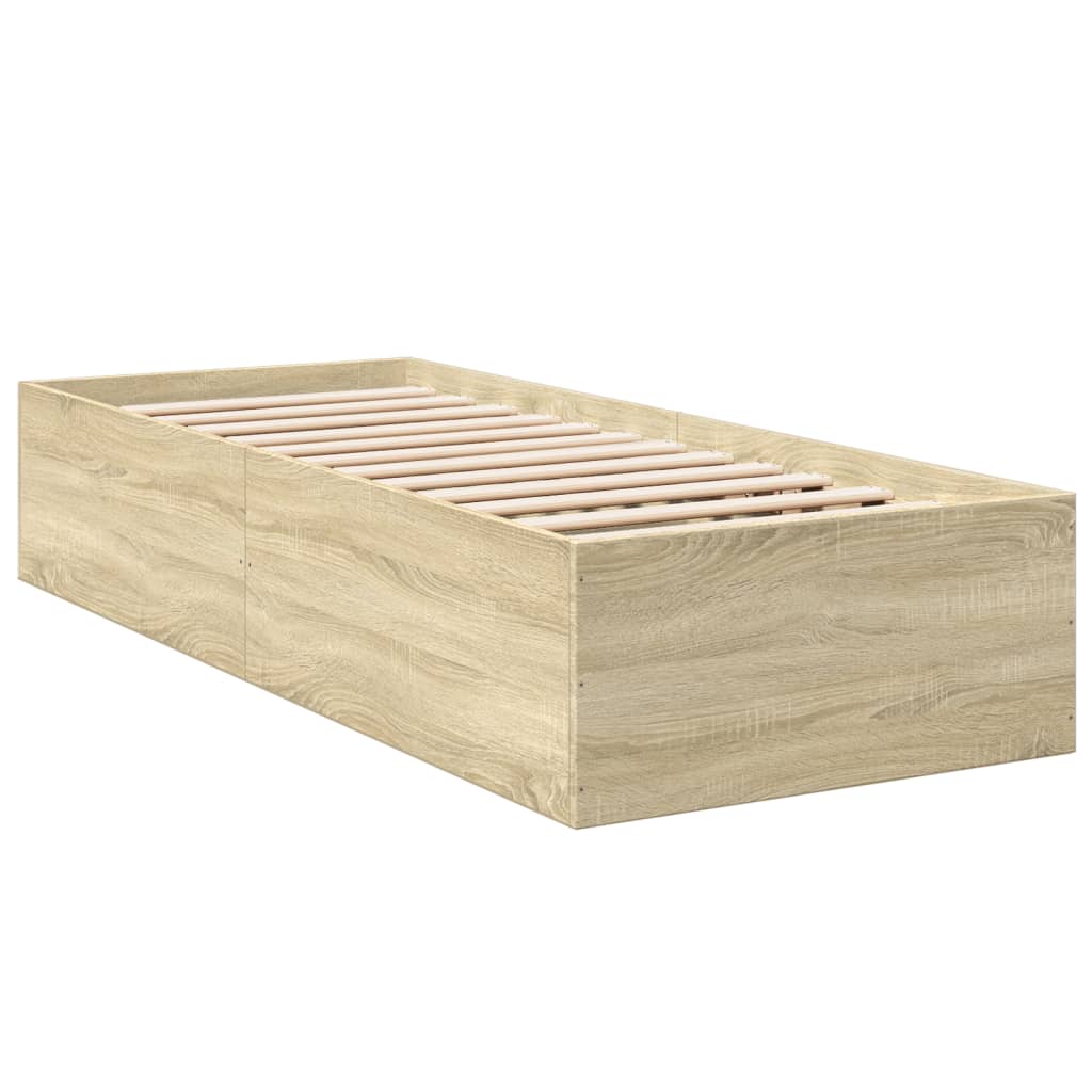 Bedframe bewerkt hout sonoma eikenkleurig 90x190 cm Bedden & bedframes | Creëer jouw Trendy Thuis | Gratis bezorgd & Retour | Trendy.nl