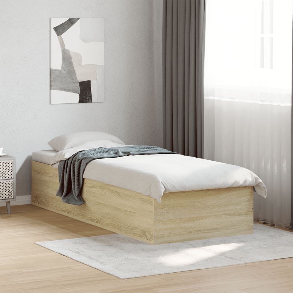 Bedframe bewerkt hout sonoma eikenkleurig 90x190 cm Bedden & bedframes | Creëer jouw Trendy Thuis | Gratis bezorgd & Retour | Trendy.nl