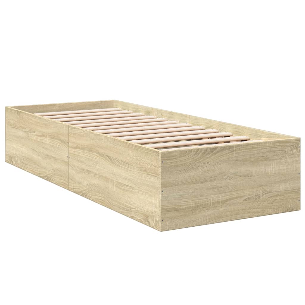 Bedframe bewerkt hout sonoma eikenkleurig 90x190 cm Bedden & bedframes | Creëer jouw Trendy Thuis | Gratis bezorgd & Retour | Trendy.nl