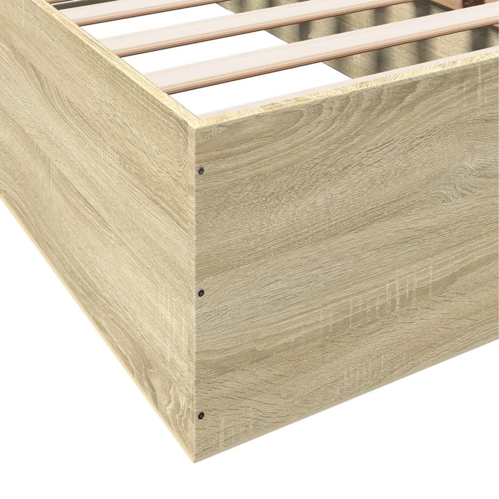 Bedframe bewerkt hout sonoma eikenkleurig 90x190 cm Bedden & bedframes | Creëer jouw Trendy Thuis | Gratis bezorgd & Retour | Trendy.nl