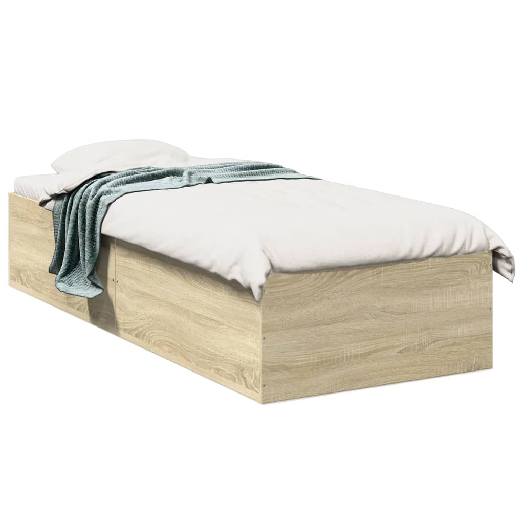 Bedframe bewerkt hout sonoma eikenkleurig 90x190 cm Bedden & bedframes | Creëer jouw Trendy Thuis | Gratis bezorgd & Retour | Trendy.nl