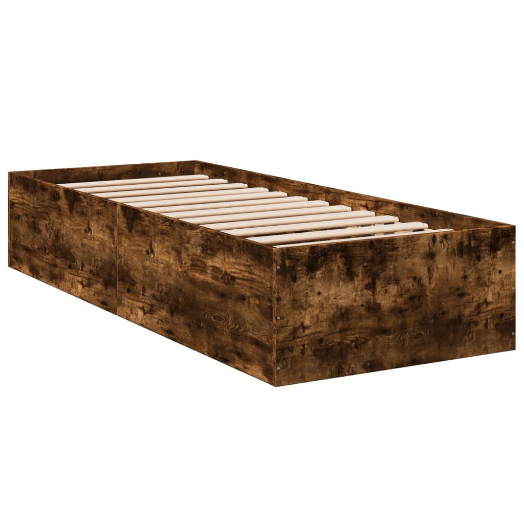 Bedframe bewerkt hout gerookt eikenkleurig 90x190 cm Bedden & bedframes | Creëer jouw Trendy Thuis | Gratis bezorgd & Retour | Trendy.nl