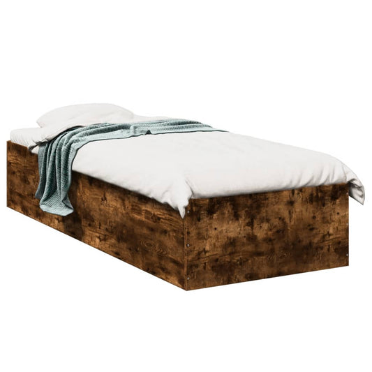 Bedframe bewerkt hout gerookt eikenkleurig 90x190 cm Bedden & bedframes | Creëer jouw Trendy Thuis | Gratis bezorgd & Retour | Trendy.nl