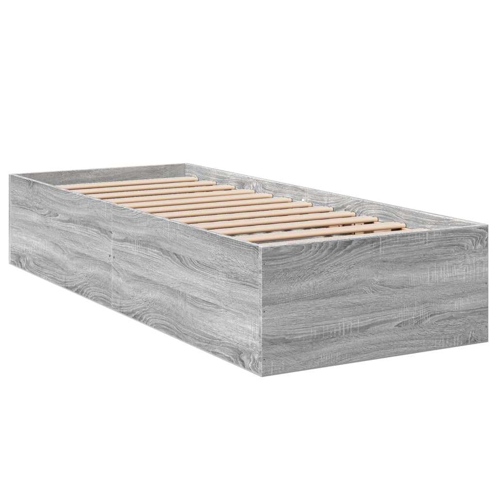 Bedframe bewerkt hout grijs sonoma eikenkleurig 90x190 cm Bedden & bedframes | Creëer jouw Trendy Thuis | Gratis bezorgd & Retour | Trendy.nl