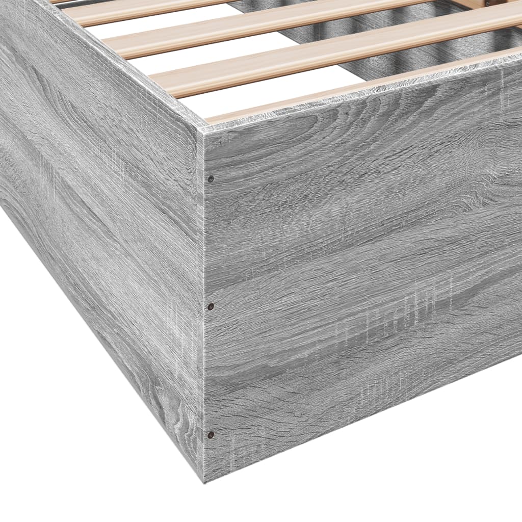 Bedframe bewerkt hout grijs sonoma eikenkleurig 90x190 cm Bedden & bedframes | Creëer jouw Trendy Thuis | Gratis bezorgd & Retour | Trendy.nl