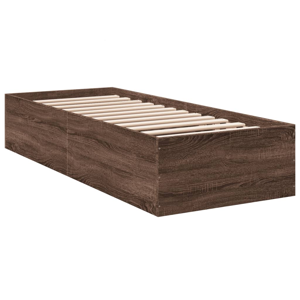 Bedframe bewerkt hout bruin eikenkleur 90x190 cm Bedden & bedframes | Creëer jouw Trendy Thuis | Gratis bezorgd & Retour | Trendy.nl