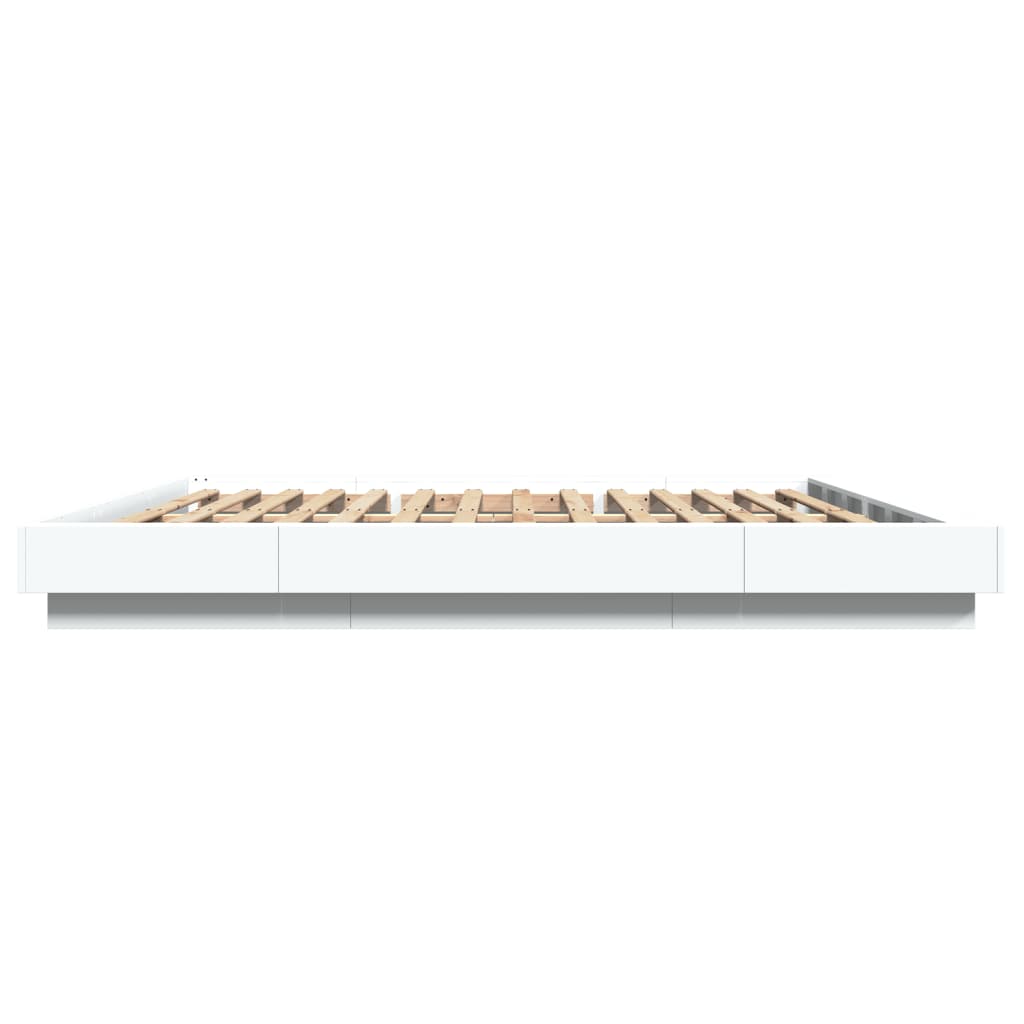 Bedframe met LED-verlichting bewerkt hout wit 180x200 cm Bedden & bedframes | Creëer jouw Trendy Thuis | Gratis bezorgd & Retour | Trendy.nl