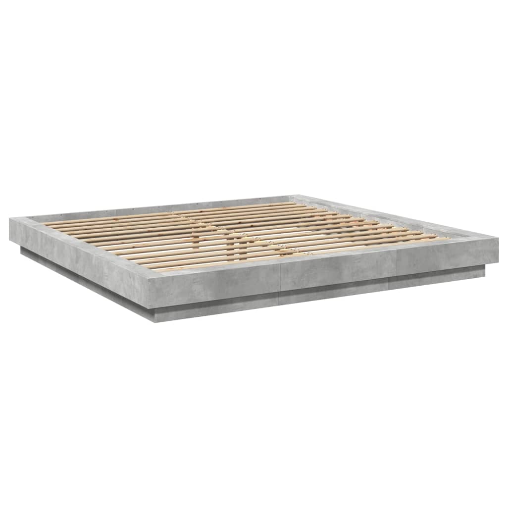 Bedframe met LED-verlichting bewerkt hout betongrijs 180x200 cm Bedden & bedframes | Creëer jouw Trendy Thuis | Gratis bezorgd & Retour | Trendy.nl