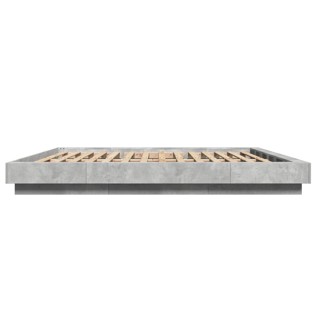 Bedframe met LED-verlichting bewerkt hout betongrijs 180x200 cm Bedden & bedframes | Creëer jouw Trendy Thuis | Gratis bezorgd & Retour | Trendy.nl