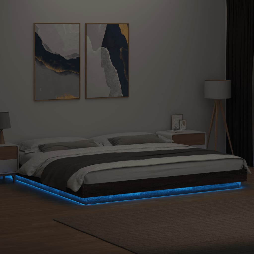 Bedframe met LED-verlichting bruin eikenkleurig 180x200 cm Bedden & bedframes | Creëer jouw Trendy Thuis | Gratis bezorgd & Retour | Trendy.nl