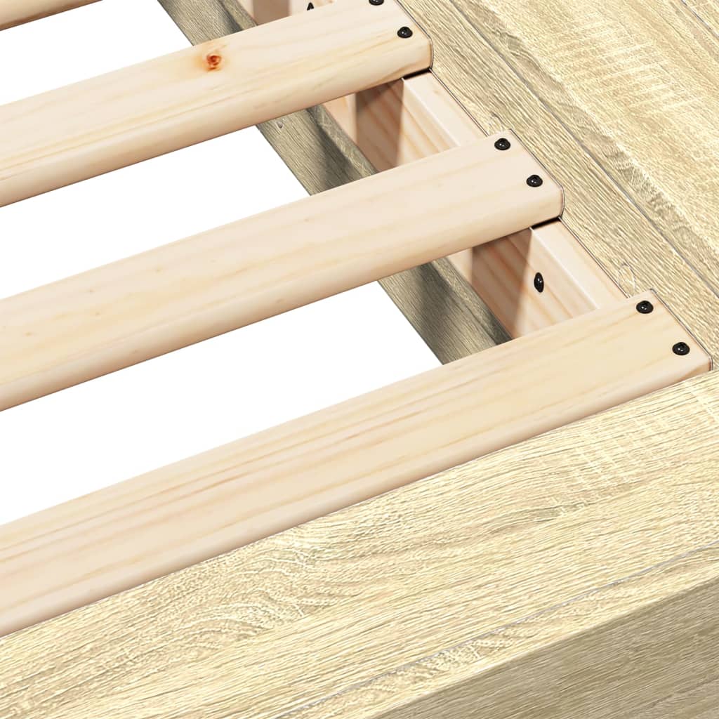 Bedframe bewerkt hout sonoma eikenkleurig 150x200 cm Bedden & bedframes | Creëer jouw Trendy Thuis | Gratis bezorgd & Retour | Trendy.nl