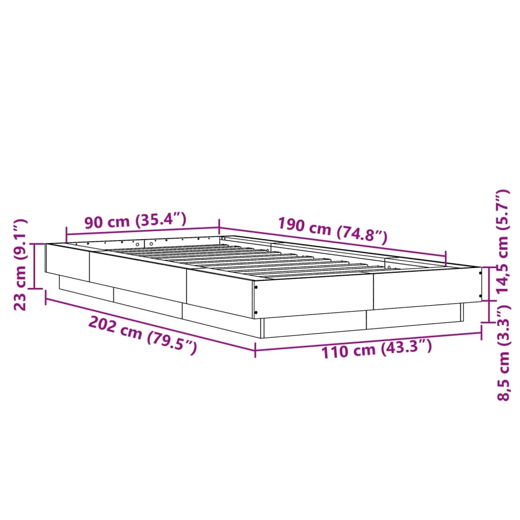 Bedframe bewerkt hout wit 90x190 cm Bedden & bedframes | Creëer jouw Trendy Thuis | Gratis bezorgd & Retour | Trendy.nl