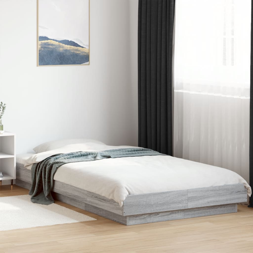 Bedframe bewerkt hout grijs sonoma eikenkleurig 90x190 cm Bedden & bedframes | Creëer jouw Trendy Thuis | Gratis bezorgd & Retour | Trendy.nl