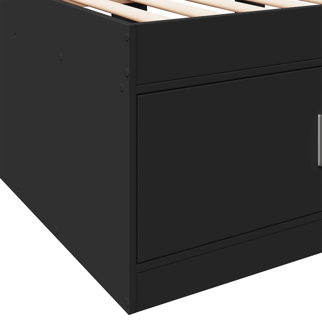 Slaapbank met lades 90x190 cm bewerkt hout zwart Bedden & bedframes | Creëer jouw Trendy Thuis | Gratis bezorgd & Retour | Trendy.nl