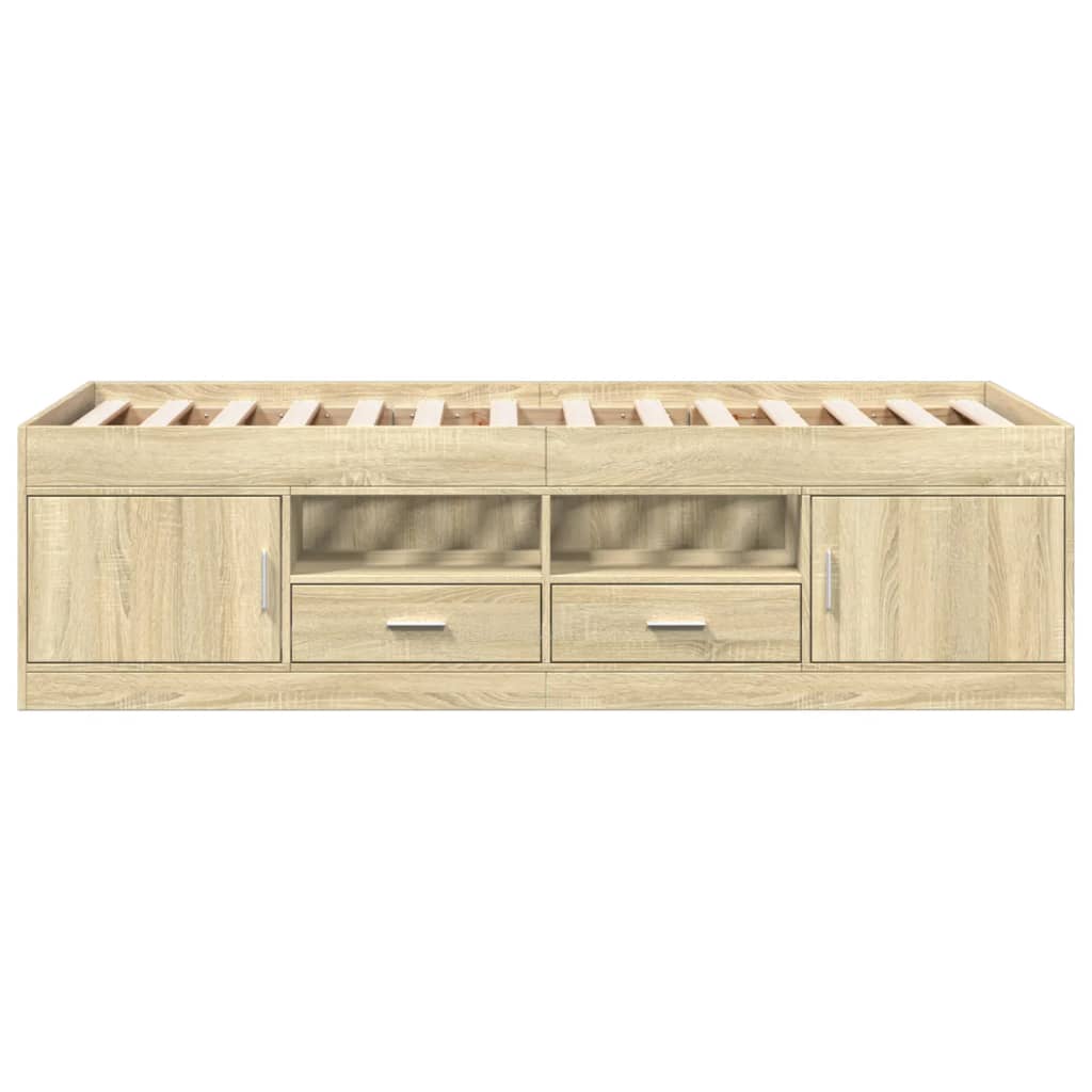 Slaapbank met lades 90x190 cm bewerkt hout sonoma eikenkleurig Bedden & bedframes | Creëer jouw Trendy Thuis | Gratis bezorgd & Retour | Trendy.nl