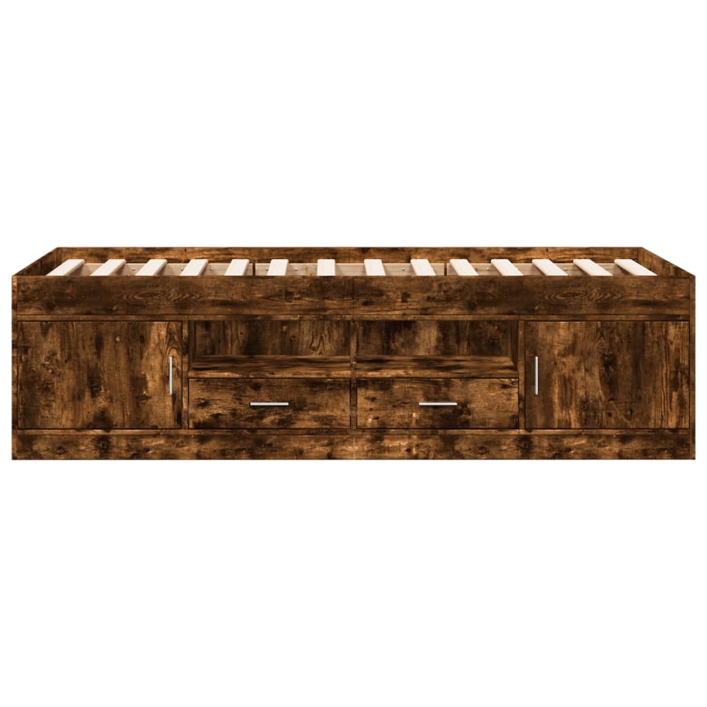 Slaapbank met lades 90x190 cm bewerkt hout gerookt eikenkleurig Bedden & bedframes | Creëer jouw Trendy Thuis | Gratis bezorgd & Retour | Trendy.nl
