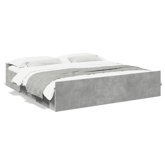 Bedframe met lades bewerkt hout betongrijs 200x200 cm Bedden & bedframes | Creëer jouw Trendy Thuis | Gratis bezorgd & Retour | Trendy.nl