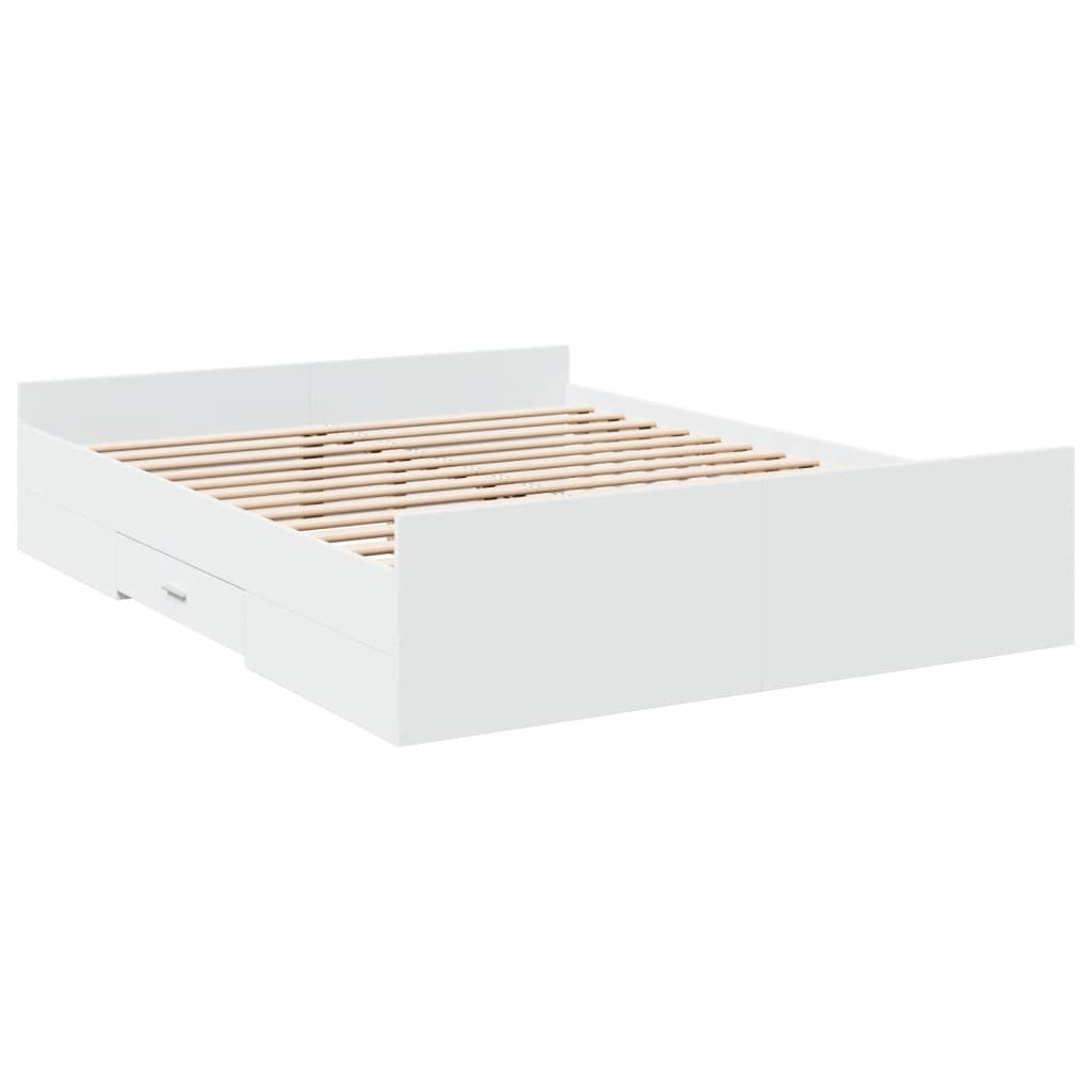 Bedframe met lades bewerkt hout wit 160x200 cm Bedden & bedframes | Creëer jouw Trendy Thuis | Gratis bezorgd & Retour | Trendy.nl