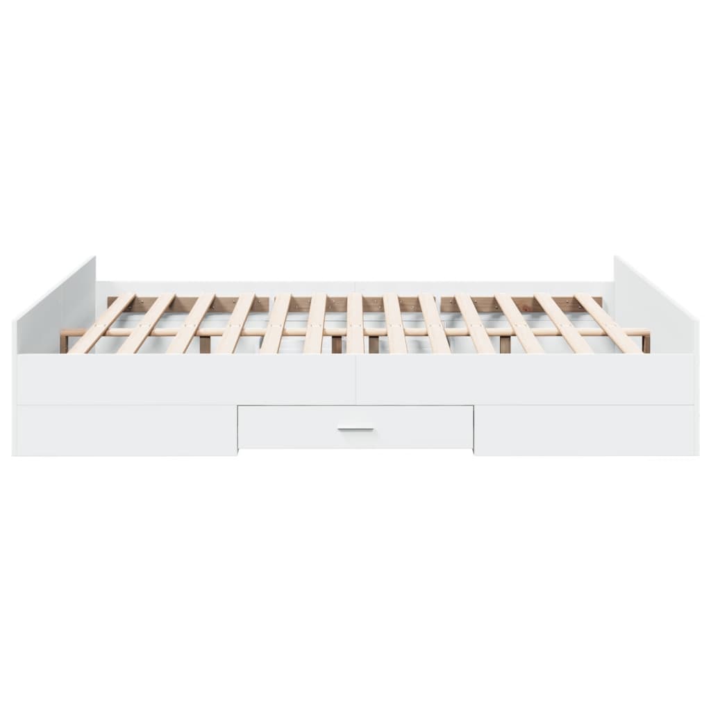 Bedframe met lades bewerkt hout wit 160x200 cm Bedden & bedframes | Creëer jouw Trendy Thuis | Gratis bezorgd & Retour | Trendy.nl