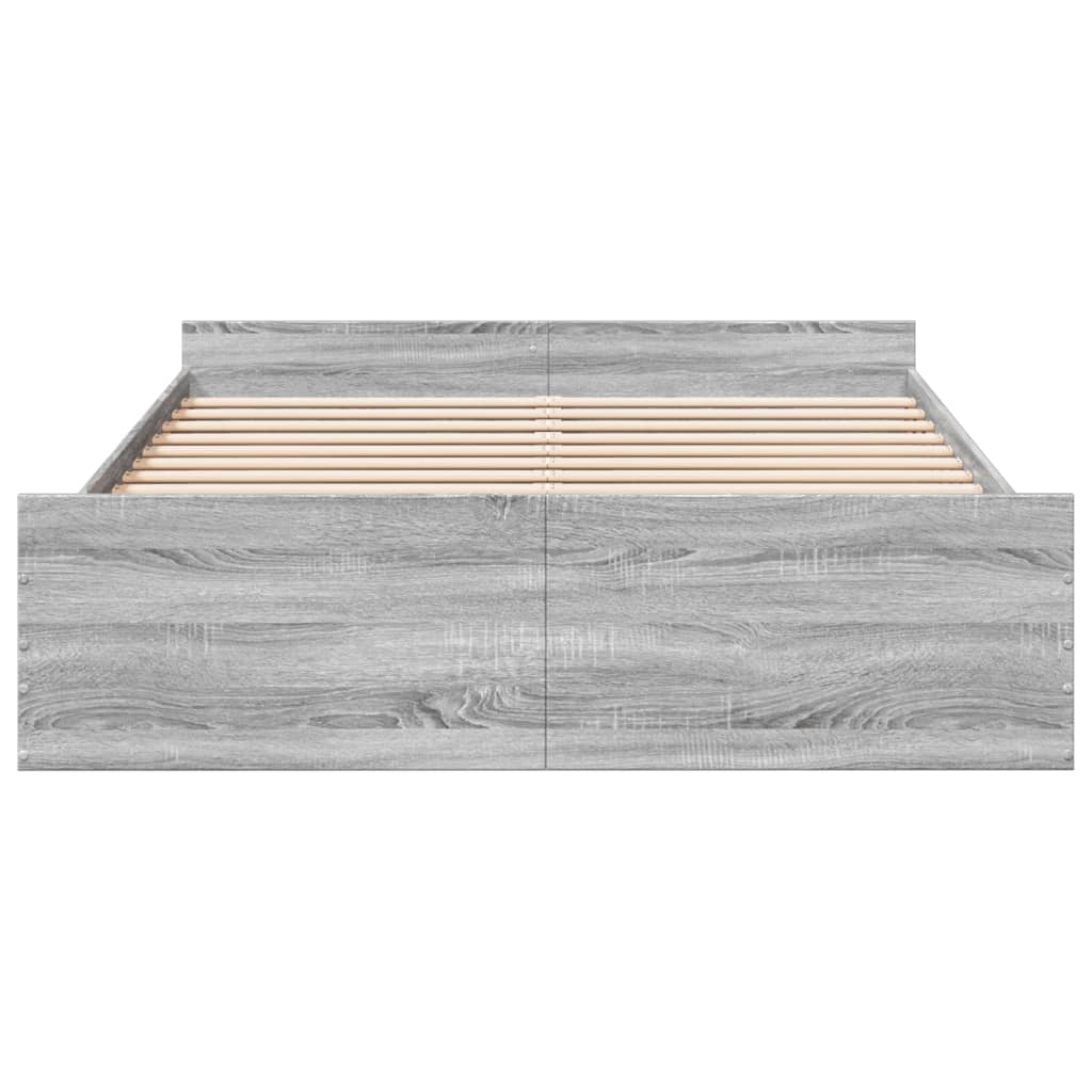 Bedframe met lades bewerkt hout grijs sonoma eiken 160x200 cm Bedden & bedframes | Creëer jouw Trendy Thuis | Gratis bezorgd & Retour | Trendy.nl