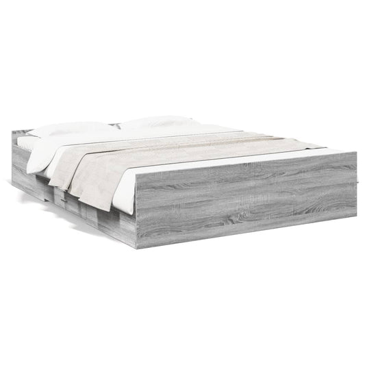 Bedframe met lades bewerkt hout grijs sonoma eiken 160x200 cm Bedden & bedframes | Creëer jouw Trendy Thuis | Gratis bezorgd & Retour | Trendy.nl