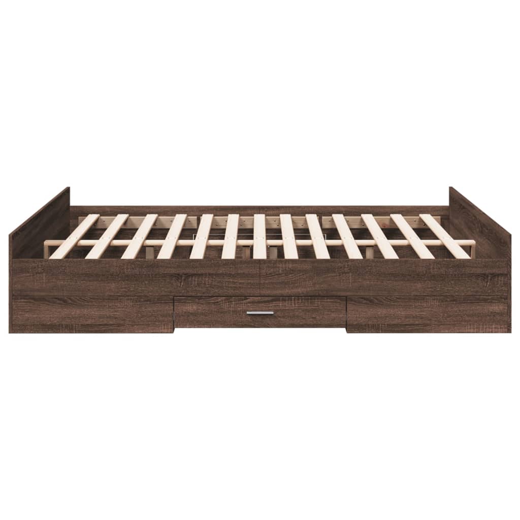 Bedframe met lades bewerkt hout bruin eikenkleur 150x200 cm Bedden & bedframes | Creëer jouw Trendy Thuis | Gratis bezorgd & Retour | Trendy.nl