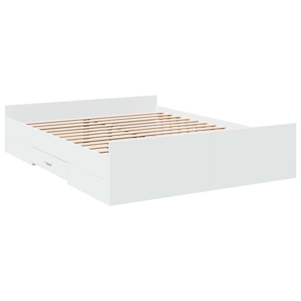 Bedframe met lades bewerkt hout wit 140x200 cm Bedden & bedframes | Creëer jouw Trendy Thuis | Gratis bezorgd & Retour | Trendy.nl