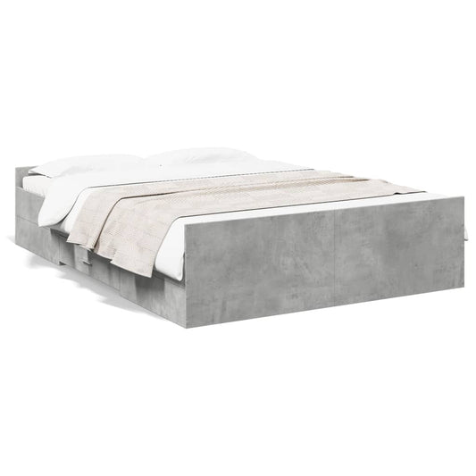 Bedframe met lades bewerkt hout betongrijs 120x200 cm Bedden & bedframes | Creëer jouw Trendy Thuis | Gratis bezorgd & Retour | Trendy.nl