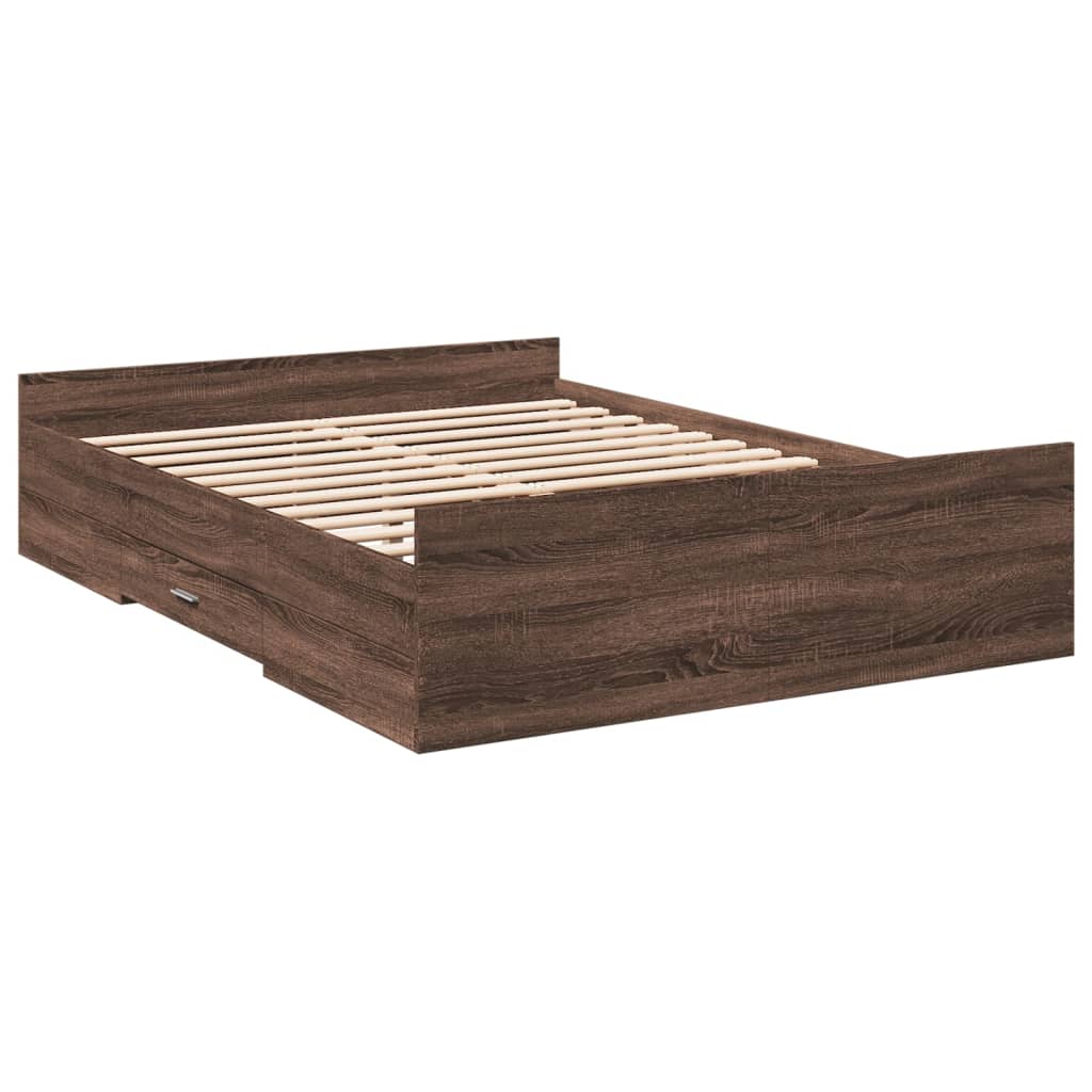 Bedframe met lades bewerkt hout bruin eikenkleur 120x200 cm Bedden & bedframes | Creëer jouw Trendy Thuis | Gratis bezorgd & Retour | Trendy.nl