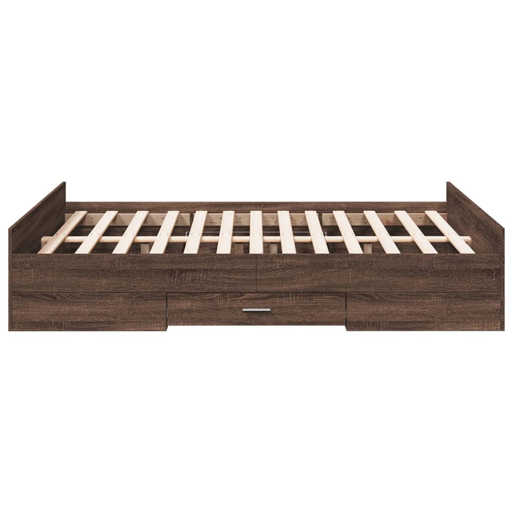 Bedframe met lades bewerkt hout bruin eikenkleur 120x200 cm Bedden & bedframes | Creëer jouw Trendy Thuis | Gratis bezorgd & Retour | Trendy.nl