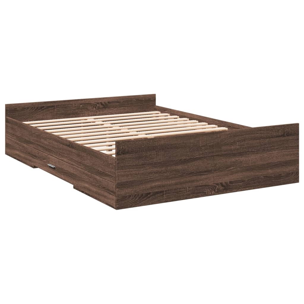 Bedframe met lades bewerkt hout bruin eikenkleur 120x200 cm Bedden & bedframes | Creëer jouw Trendy Thuis | Gratis bezorgd & Retour | Trendy.nl