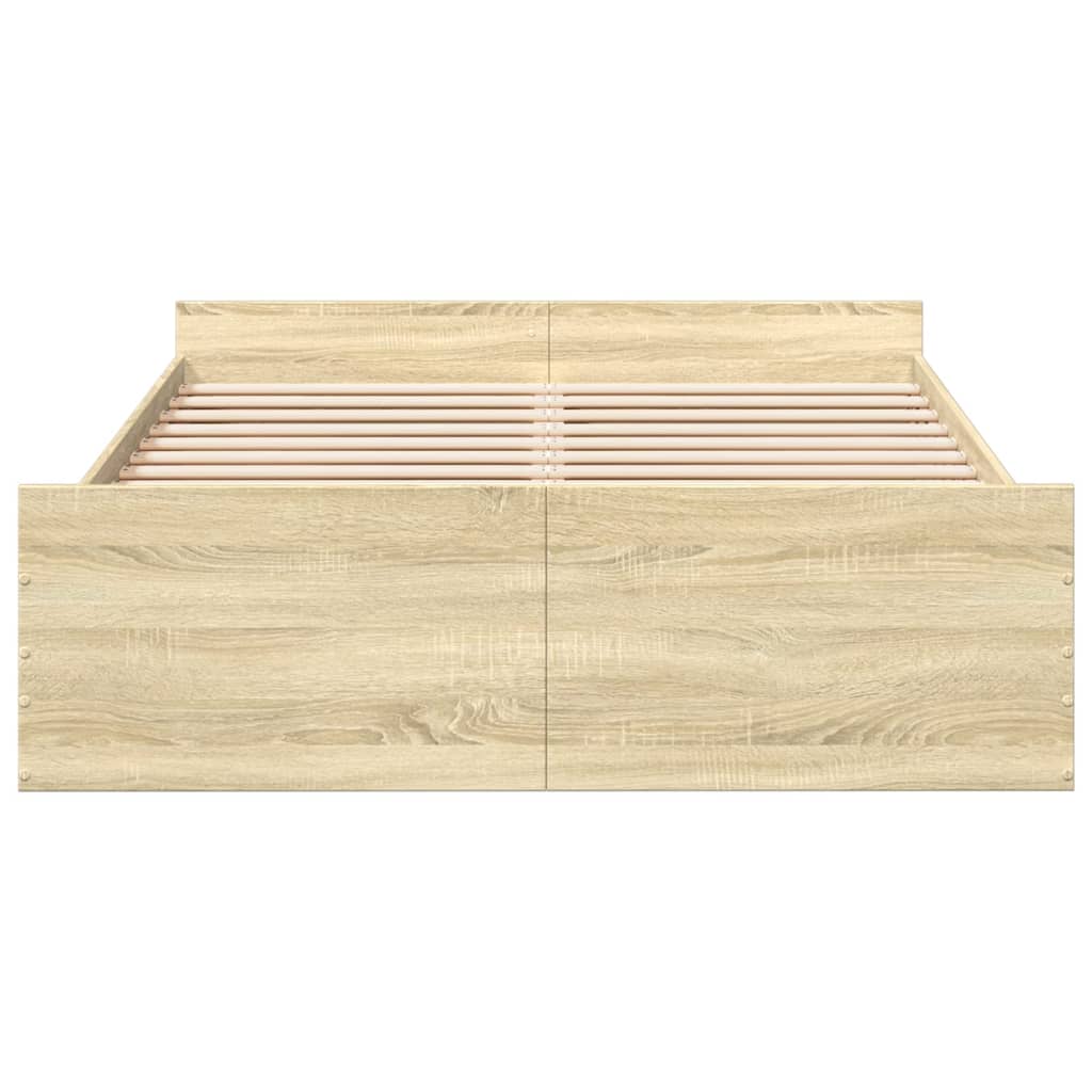 Bedframe met lades bewerkt hout sonoma eikenkleurig 140x190 cm Bedden & bedframes | Creëer jouw Trendy Thuis | Gratis bezorgd & Retour | Trendy.nl