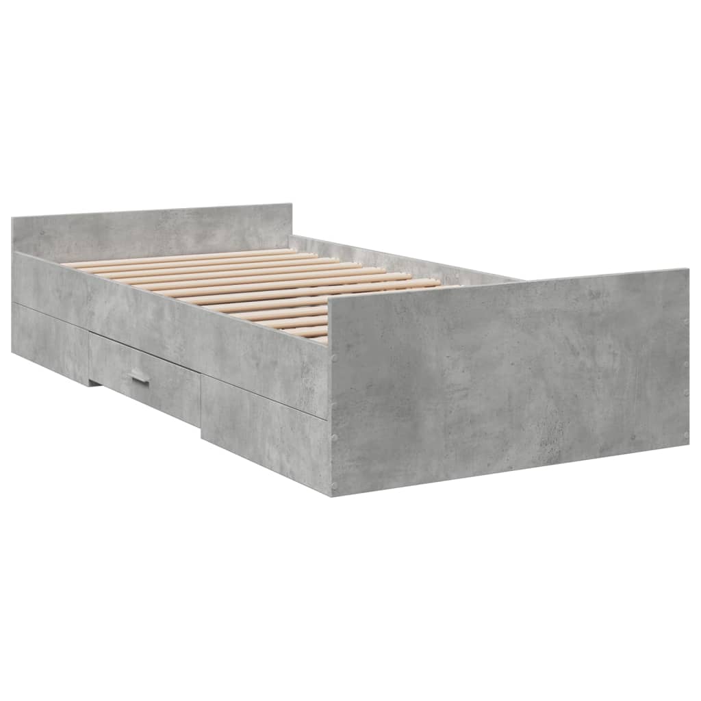 Bedframe met lades bewerkt hout betongrijs 100x200 cm Bedden & bedframes | Creëer jouw Trendy Thuis | Gratis bezorgd & Retour | Trendy.nl