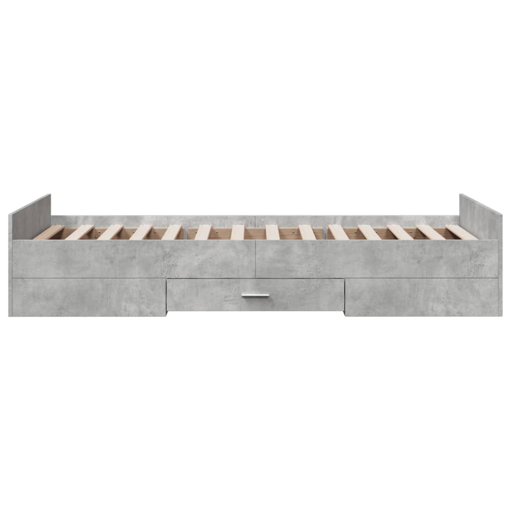 Bedframe met lades bewerkt hout betongrijs 100x200 cm Bedden & bedframes | Creëer jouw Trendy Thuis | Gratis bezorgd & Retour | Trendy.nl