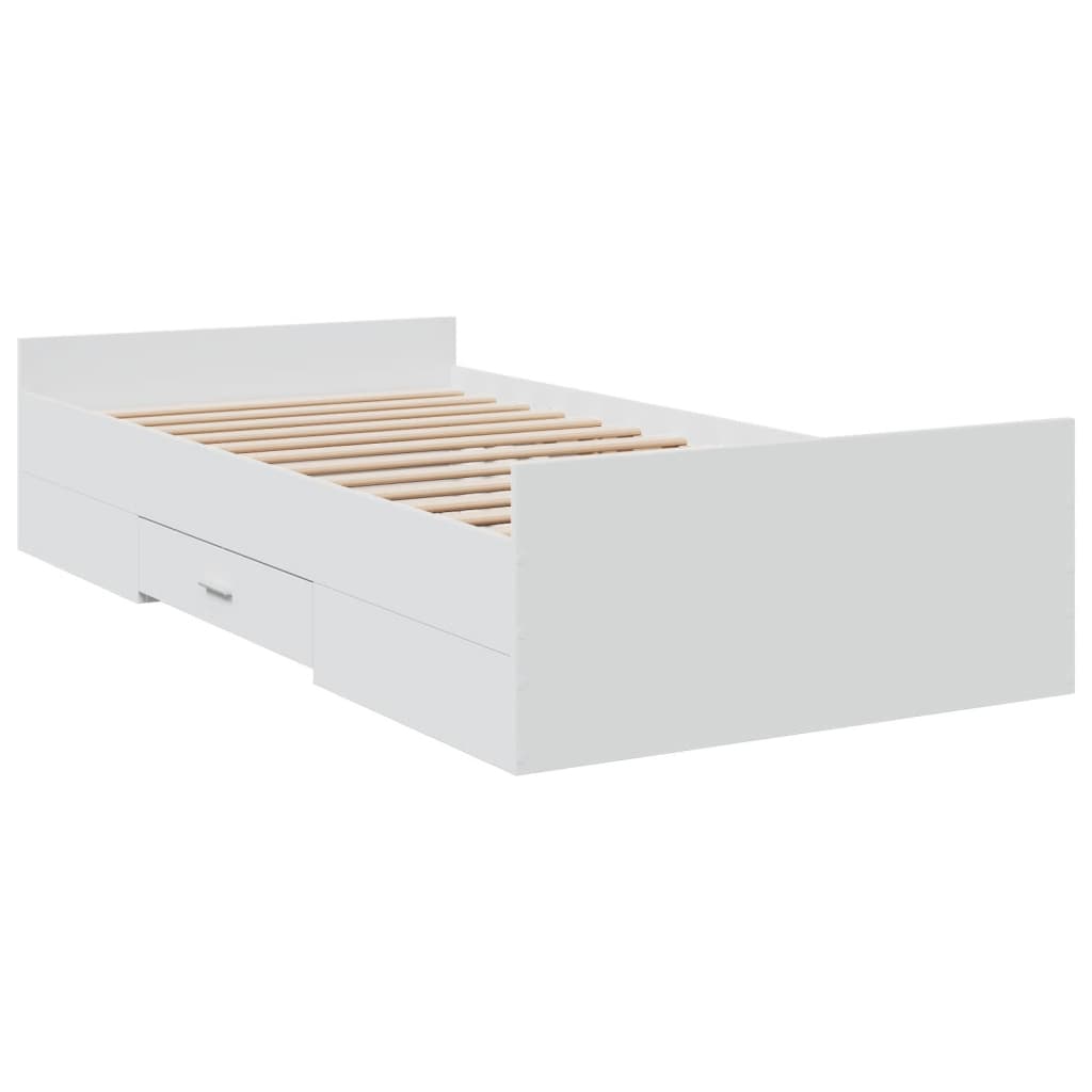 Bedframe met lades bewerkt hout wit 90x190 cm Bedden & bedframes | Creëer jouw Trendy Thuis | Gratis bezorgd & Retour | Trendy.nl