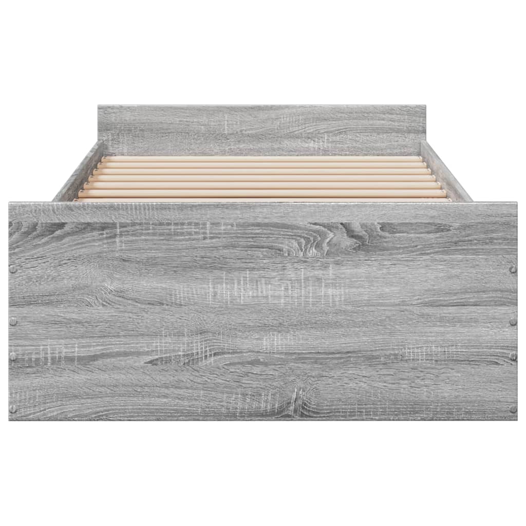 Bedframe met lades bewerkt hout grijs sonoma eiken 90x190 cm Bedden & bedframes | Creëer jouw Trendy Thuis | Gratis bezorgd & Retour | Trendy.nl