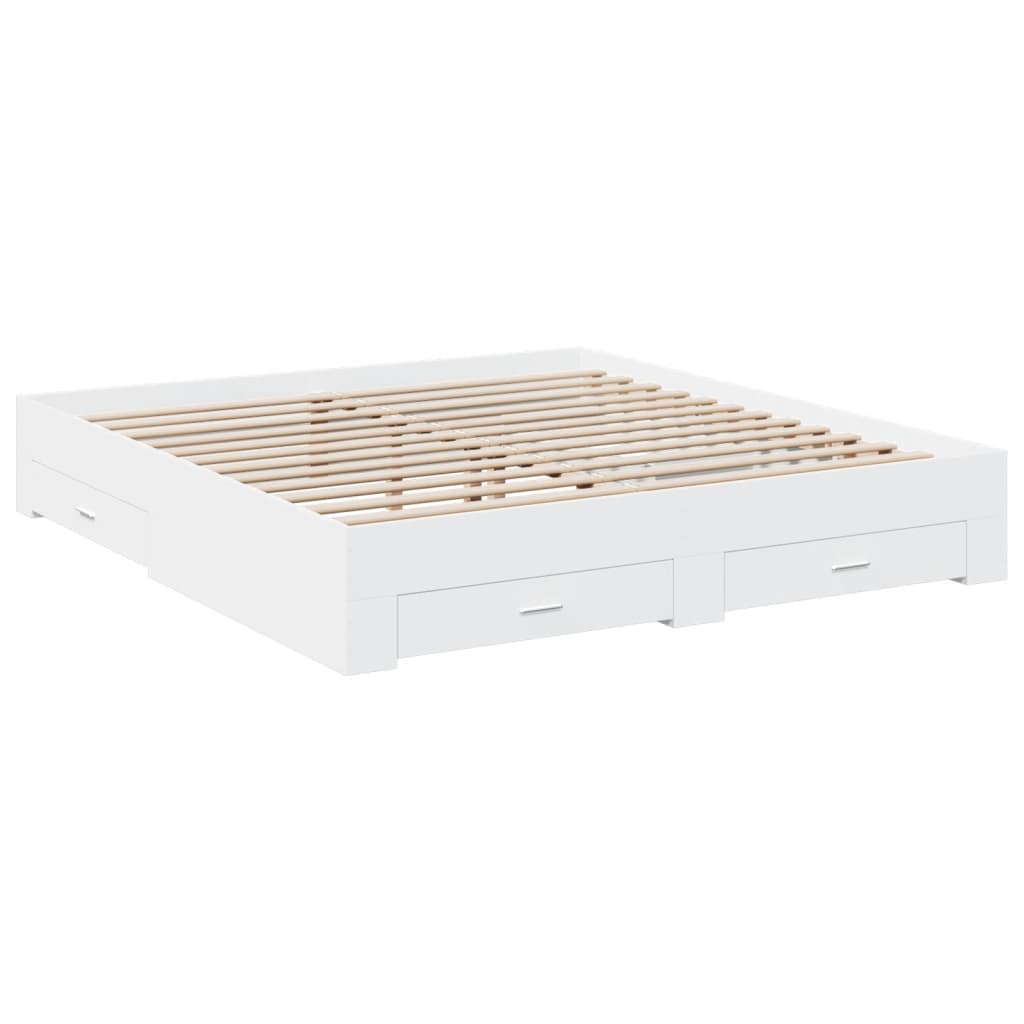 Bedframe met lades bewerkt hout wit 180x200 cm Bedden & bedframes | Creëer jouw Trendy Thuis | Gratis bezorgd & Retour | Trendy.nl