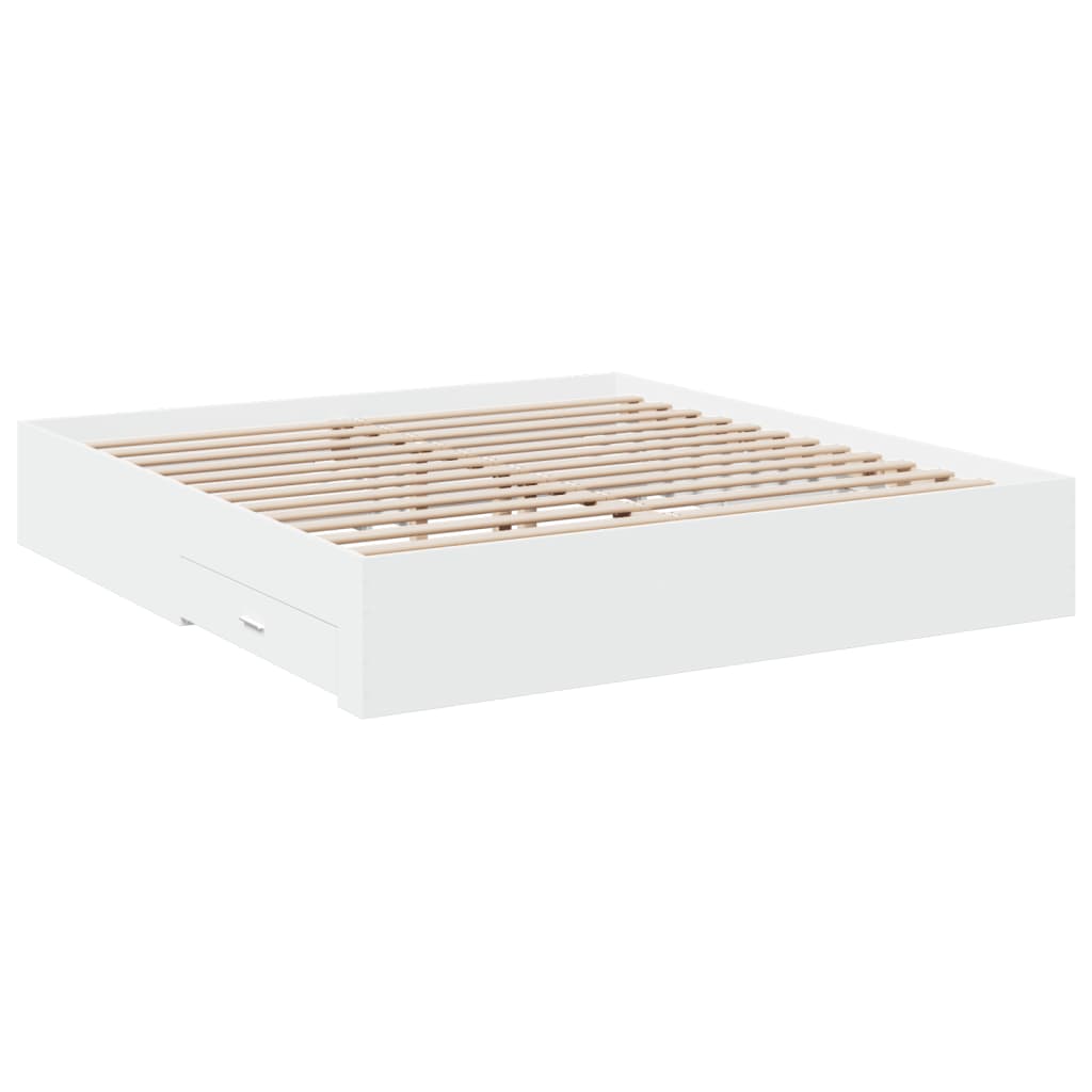 Bedframe met lades bewerkt hout wit 180x200 cm Bedden & bedframes | Creëer jouw Trendy Thuis | Gratis bezorgd & Retour | Trendy.nl