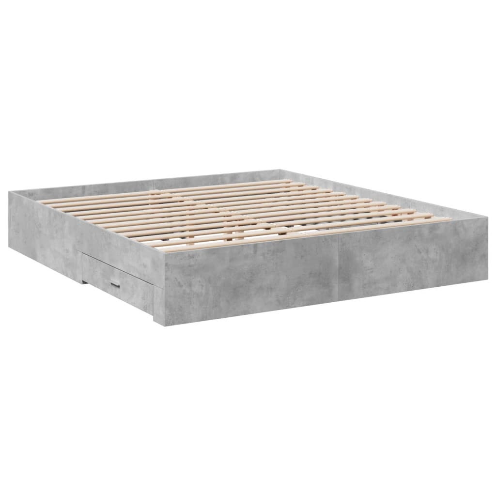 Bedframe met lades bewerkt hout betongrijs 180x200 cm Bedden & bedframes | Creëer jouw Trendy Thuis | Gratis bezorgd & Retour | Trendy.nl