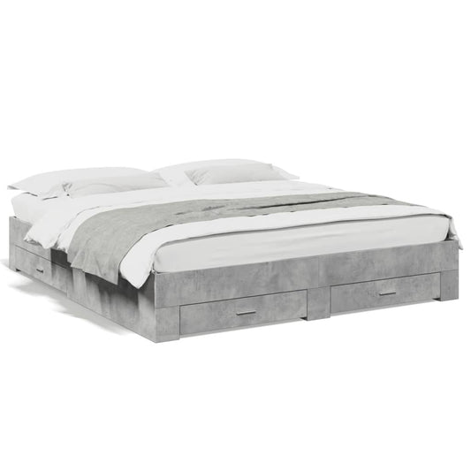 Bedframe met lades bewerkt hout betongrijs 180x200 cm Bedden & bedframes | Creëer jouw Trendy Thuis | Gratis bezorgd & Retour | Trendy.nl