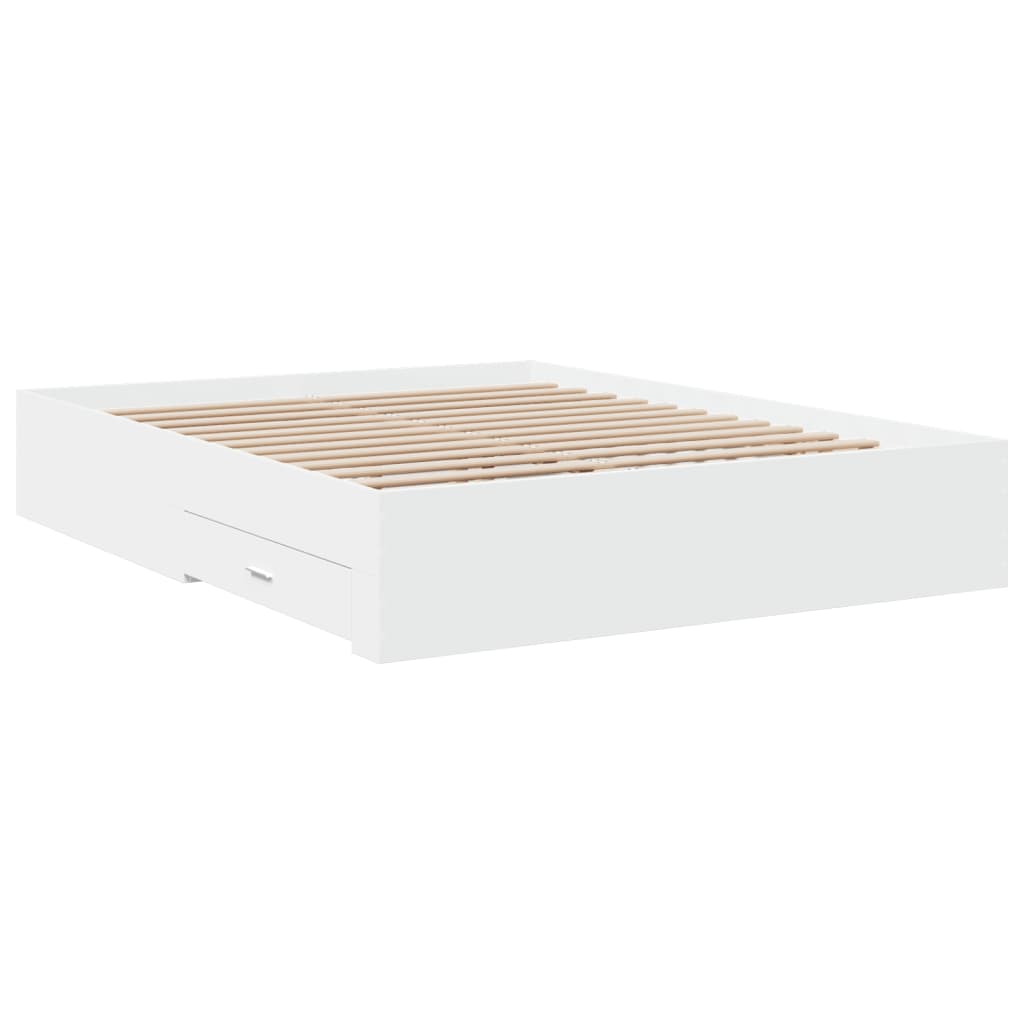 Bedframe met lades bewerkt hout wit 160x200 cm Bedden & bedframes | Creëer jouw Trendy Thuis | Gratis bezorgd & Retour | Trendy.nl