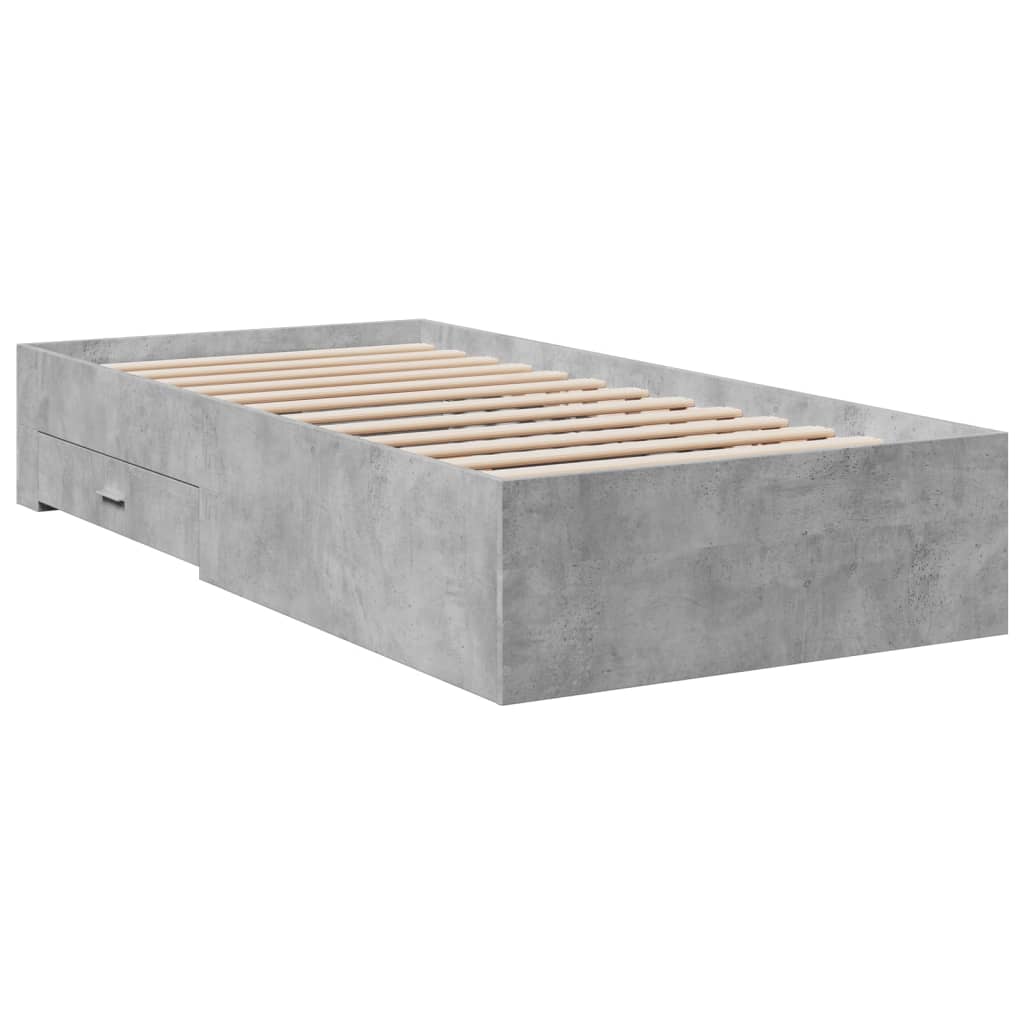 Bedframe met lades bewerkt hout betongrijs 100x200 cm Bedden & bedframes | Creëer jouw Trendy Thuis | Gratis bezorgd & Retour | Trendy.nl