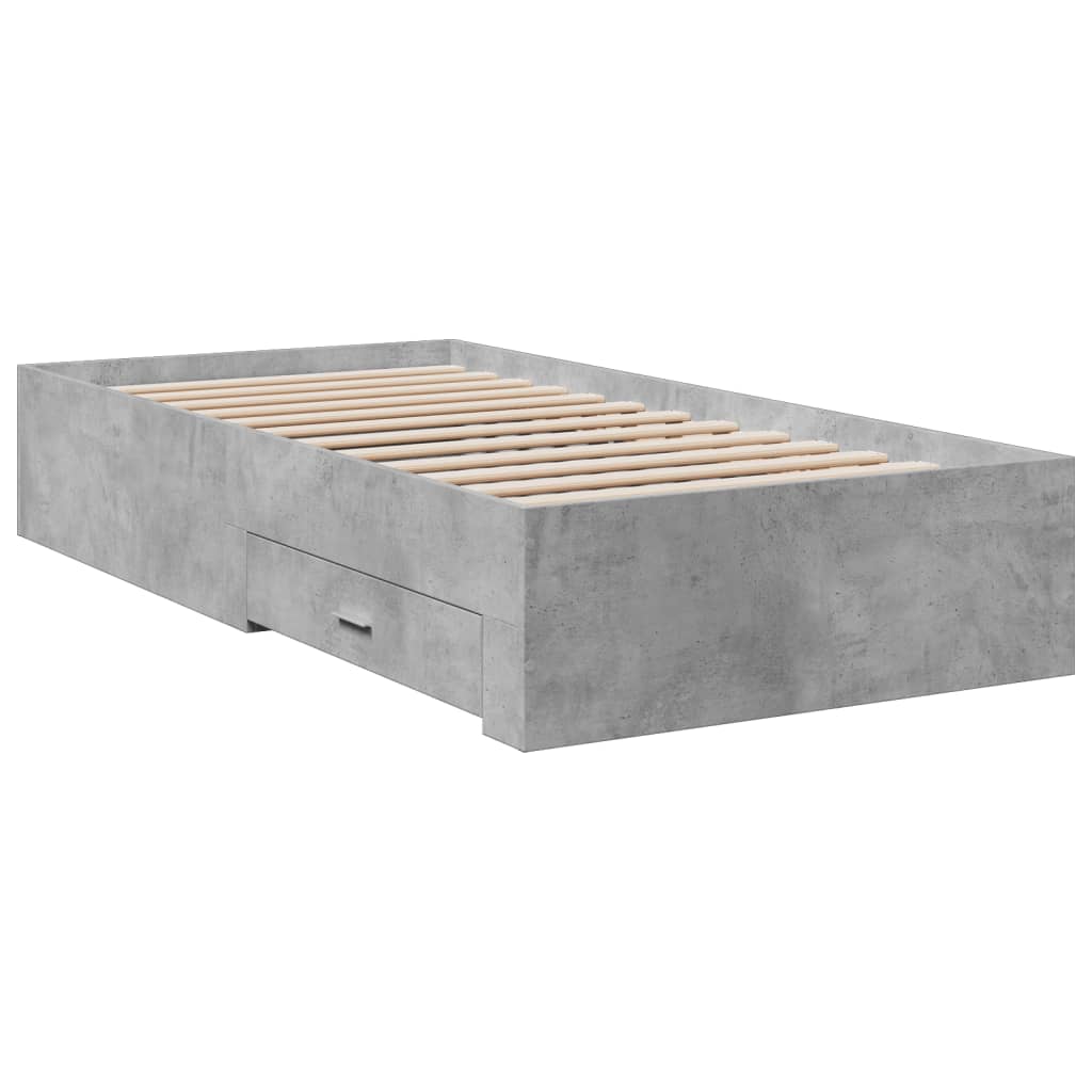 Bedframe met lades bewerkt hout betongrijs 100x200 cm Bedden & bedframes | Creëer jouw Trendy Thuis | Gratis bezorgd & Retour | Trendy.nl